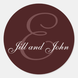 Monogram E en Namen Seal Chocolade bruin Ronde Sticker