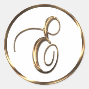 Monogram E Faux Bronze Ronde Sticker