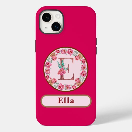 Monogram E Floral Case-Mate iPhone Case (Achterkant)