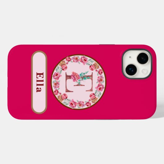  Monogram E Floral Case-Mate iPhone Case (Achterkant (horizontaal))