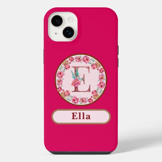 Monogram E Floral iPhone Hoesje (Achterkant)