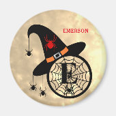Monogram E Halloween Sky Witch Spiders Naam Magnet (Voorkant)