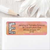 Monogram "E"-hoek Oranje Roze Waterverf Etiket (Insitu)