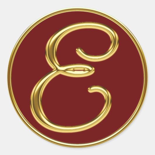 Monogram E in 3D goud Ronde Sticker (Voorkant)