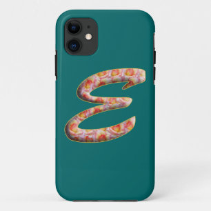 Monogram E in rozenpatroon Iphone 5 hoesje