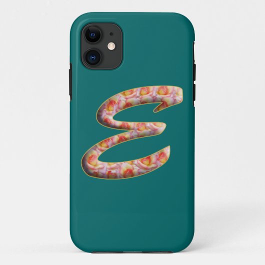 Monogram E in rozenpatroon Iphone 5 hoesje (Achterkant)