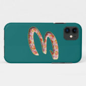 Monogram E in rozenpatroon Iphone 5 hoesje (Achterkant (horizontaal))
