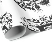 Monogram E Initiaal zwart-wit Cupid Patroon Cadeaupapier (Rol Hoek)