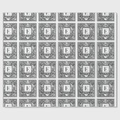 Monogram E Initiaal zwart-wit flessenpatroon Cadeaupapier (Vlak)