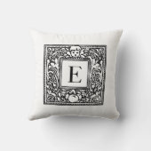 Monogram E Initiaal zwart-wit flessenpatroon Kussen (Achterkant)