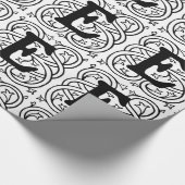 Monogram E Initiaal zwart-wit Scroll Patroon Cadeaupapier (Hoek)