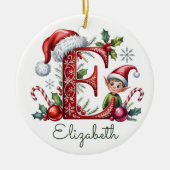 Monogram E Kabouter Kerst Ornament (Voorkant)