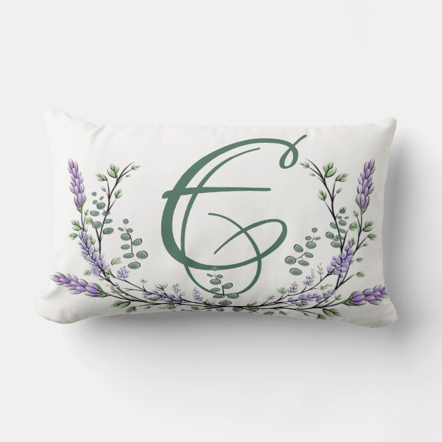 Monogram E Lavender Eucalyptus Kussen (Voorkant)