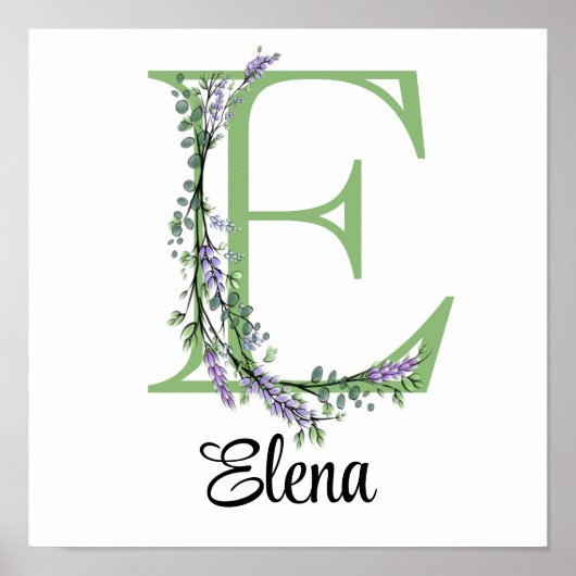 Monogram E Lavender Eucalyptus Poster (Voorkant)
