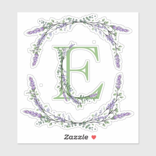 Monogram E Lavender Eucalyptus Sticker (Vel)