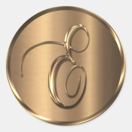 Monogram E NONMETALLIC Bronze Envelope Seal Ronde Sticker