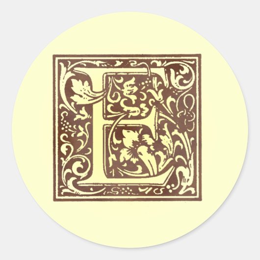 monogram E Ronde Sticker (Voorkant)