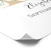 Monogram E Roze witte Floral Gold Letter Neursery Poster (Hoek)