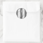 Monogram E Silver Color Wedding Invitation Holiday Ronde Sticker (Tas)