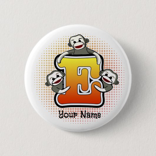 Monogram E Sock Monkey Ronde Button 5,7 Cm (Voorkant)