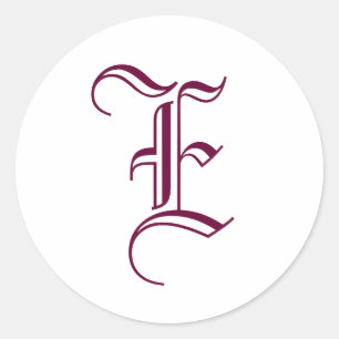 Monogram "E" Sticker Oud Engels Style_Wine tekst