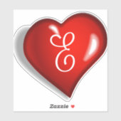 Monogram E wit manuscript op ruby rood hart Sticker (Vel)