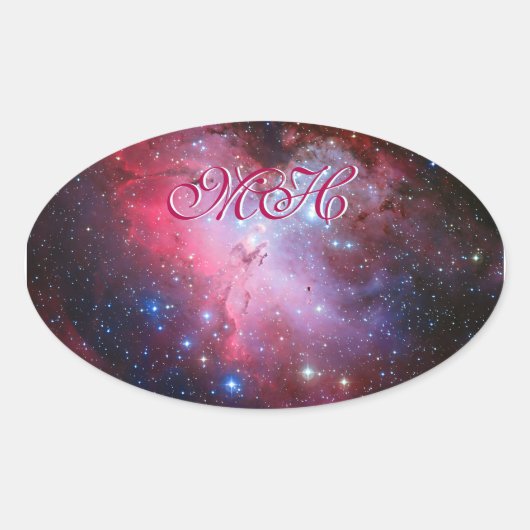 Monogram - Eagle Nebula, Pillars of Creation Ovale Sticker (Voorkant)