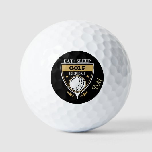 Monogram Eat Sleep Golf Herhalen Golfballen (Voorkant)