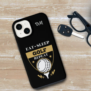 Monogram Eat Sleep Golf Herhalen iPhone 14 Hoesje