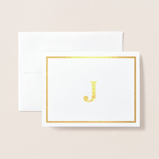 Monogram Echte Gouden Folie Note Cards Folie Kaarten (Voorkant met envelop)