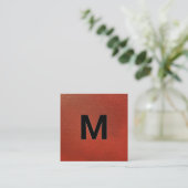 Monogram | Echtheek van rood leder Vierkante Visitekaartje (Staand voorkant)