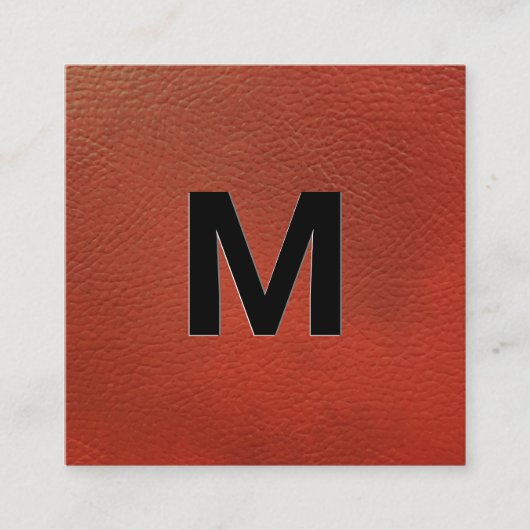 Monogram | Echtheek van rood leder Vierkante Visitekaartje (Voorkant)