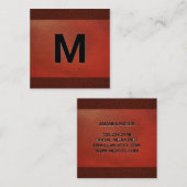 Monogram | Echtheek van rood leder Vierkante Visitekaartje (Voorkant / Achterkant)