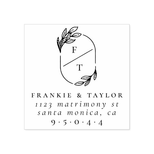 Monogram echtpaar | Bruiloft retouradres Rubberstempel (Afrduk)