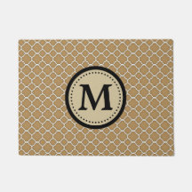 Monogram Ecru Tan Quatrefoil Patroon