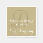 Monogram Ecru Vetgekleurde Bruiloftspapier servett Servetten (Voorkant)