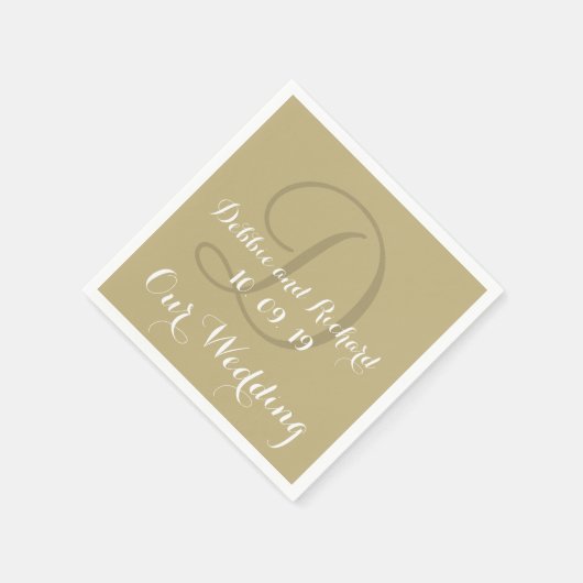 Monogram Ecru Vetgekleurde Bruiloftspapier servett Servetten (Hoek)