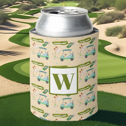 Monogram Een Dag Golfen Patroon Blikjeskoeler