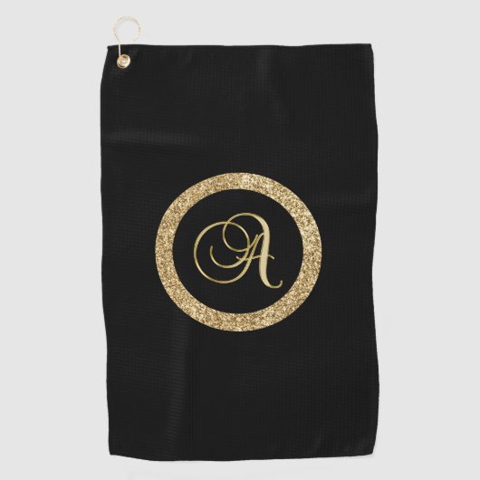 Monogram, een elegant gouden schrift golfhanddoek (Voorkant)