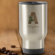 Monogram Een houten letter rode bloem