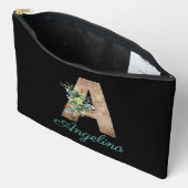 Monogram Een houten letter rode bloem zwart Etui (Open)