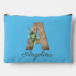 Monogram Een houten letter rood bloemblauw Etui