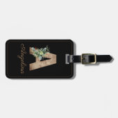 Monogram Een houtletter rood bloem Bagagelabel (Voorkant horizontaal)