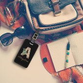 Monogram Een houtletter rood bloem Bagagelabel