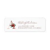 Monogram Een Kerstroos Gouden Retouradres Etiket (Voorkant)