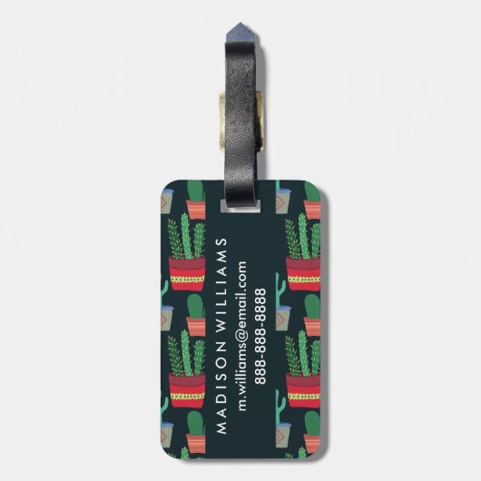 Monogram | Een kruid van Cactus Bagagelabel (Achterkant verticaal)