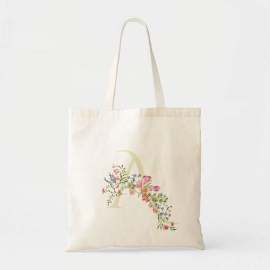 Monogram Een voorjaars bruidsboeket bruidsfeest Tote Bag (Voorkant)