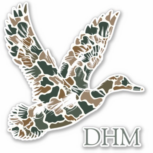 Monogram eend camouflage sticker met preppy uitstr (Voorkant)