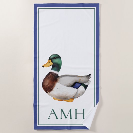 Monogram Eend handdoek voor op het strand (Voorkant)