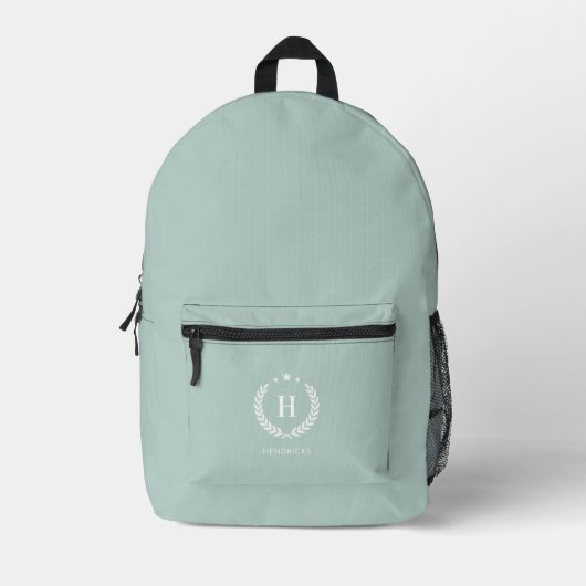 Monogram Eendenei Groen Stijlvol Modern Minimalist Bedrukte Rugzak (Voorkant)